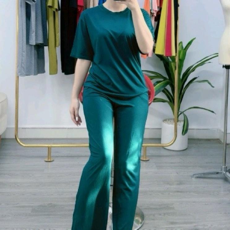 SET BỘ ÁO TAY NGẮN CỔ TRÒN QUẦN DÀI SUÔNG. COTTON LẠNH MỀM MỊN MÁT 9