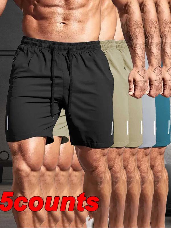 Men's Solid Color Zipper Pocket Shorts, Regular Fit Casual Comfy Breathable Quick Drying Shorts for Gym Workout Cycling Hiking Swimming, Men's Bottoms for Summer 4