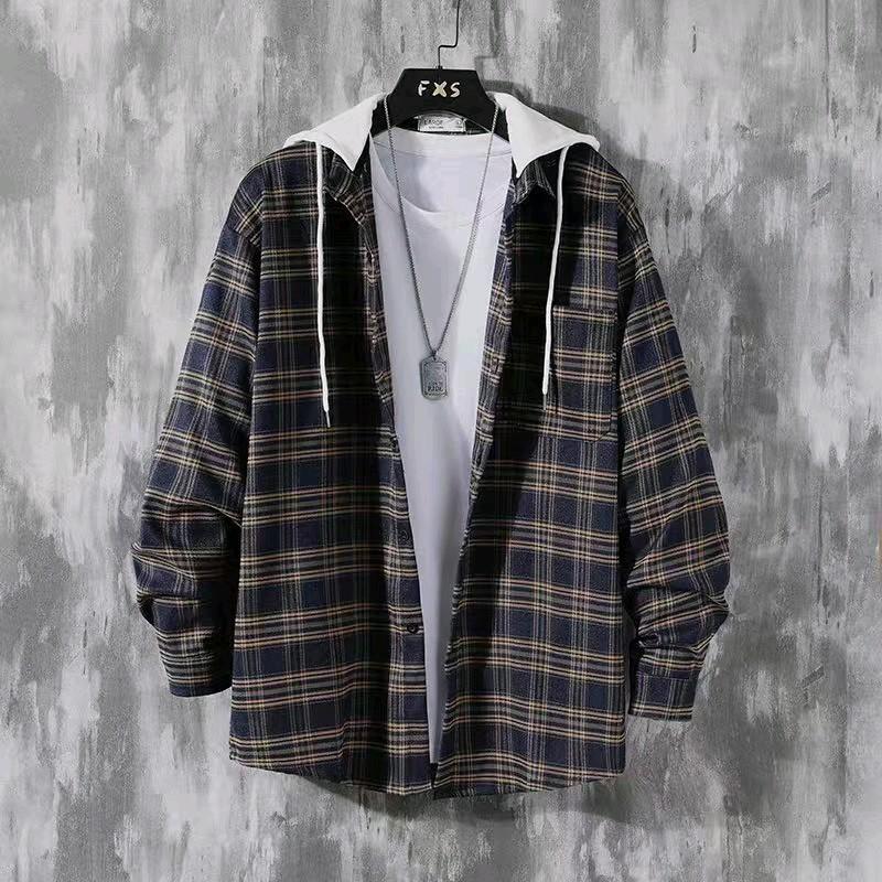 Nón Nỉ Áo khoác sơ mi chất liệu vải Kate kết hợp nón Nỉ Menswear Jacket Nhung Nam