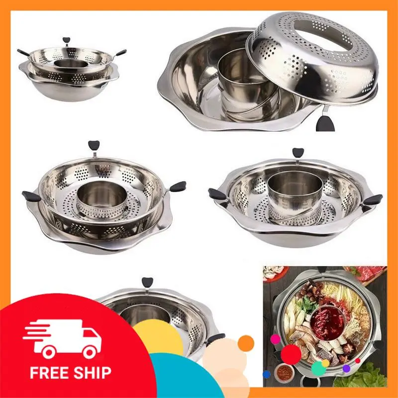 [HOT+FREE SHIP] Nồi lẩu inox xoay 2 tầng Hàn Quốc, Nồi lẩu đa năng dùng được cả bếp từ và bếp gas