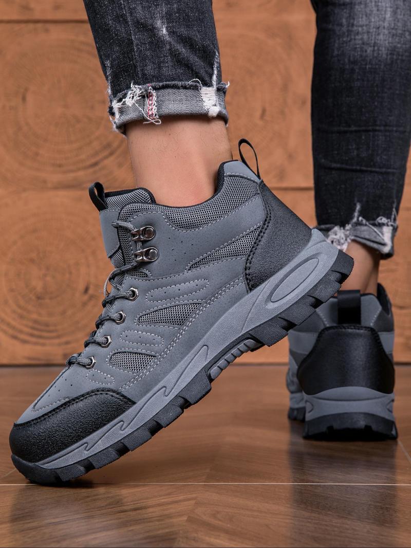 Product Introduction of Men's Fashionable Colorblock Lace Up Hiking Shoes, Casual Comfortable Outdoor Sports Shoes, Non-slip Outdoor Shoes for Daily Wear 6