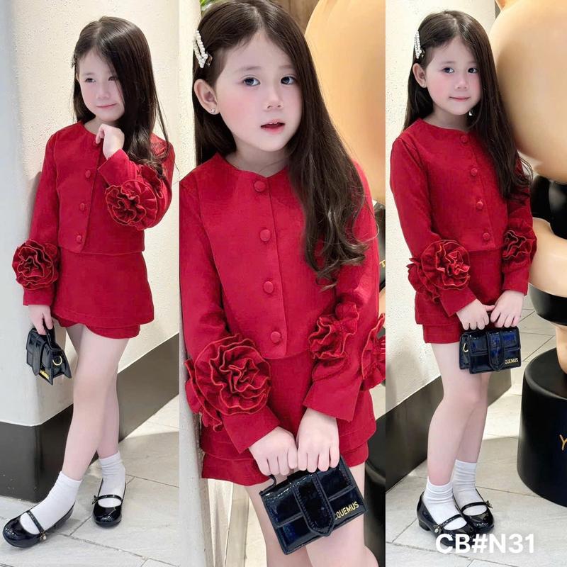 SET VÁY NOEL HOA HỒNG UMI 2 lớp kèm chân váy có quần bé gái 9-30kg