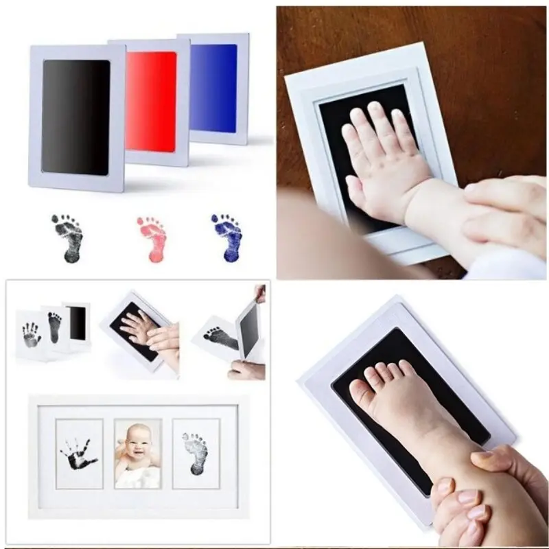 Bộ Dụng Cụ Tự Làm Tay Và Dấu Chân Cho Em Bé, Phụ Kiện Lưu Niệm Dấu Tay Cho Trẻ Sơ Sinh, Khung Ảnh Cho Trẻ Mới Biết Đi, Mực An Toàn Rửa Được, Quà Tặng Cho Em Bé