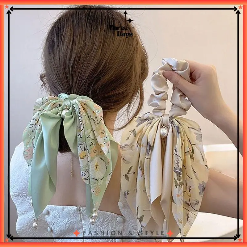 TD - SCRUNCHIE IKAT RAMBUT SYAL MUTIARA / KUNCIRAN RAMBUT SCARF FASHION KOREA / IKAT RAMBUT CEPOL ELASTIS 0