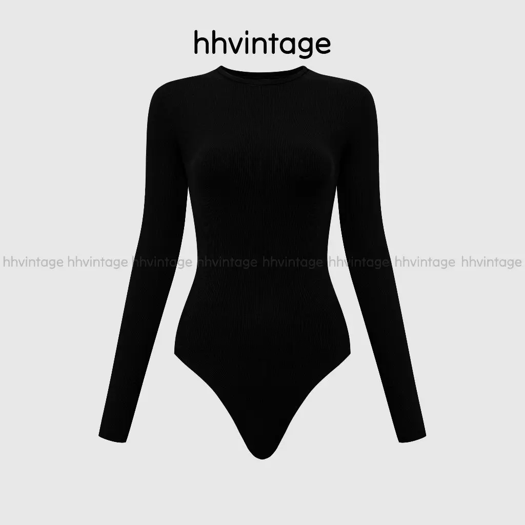 Áo body suit nữ cổ tròn tay dài thun co dãn I Hhvintage Brown Sweet đen s Women