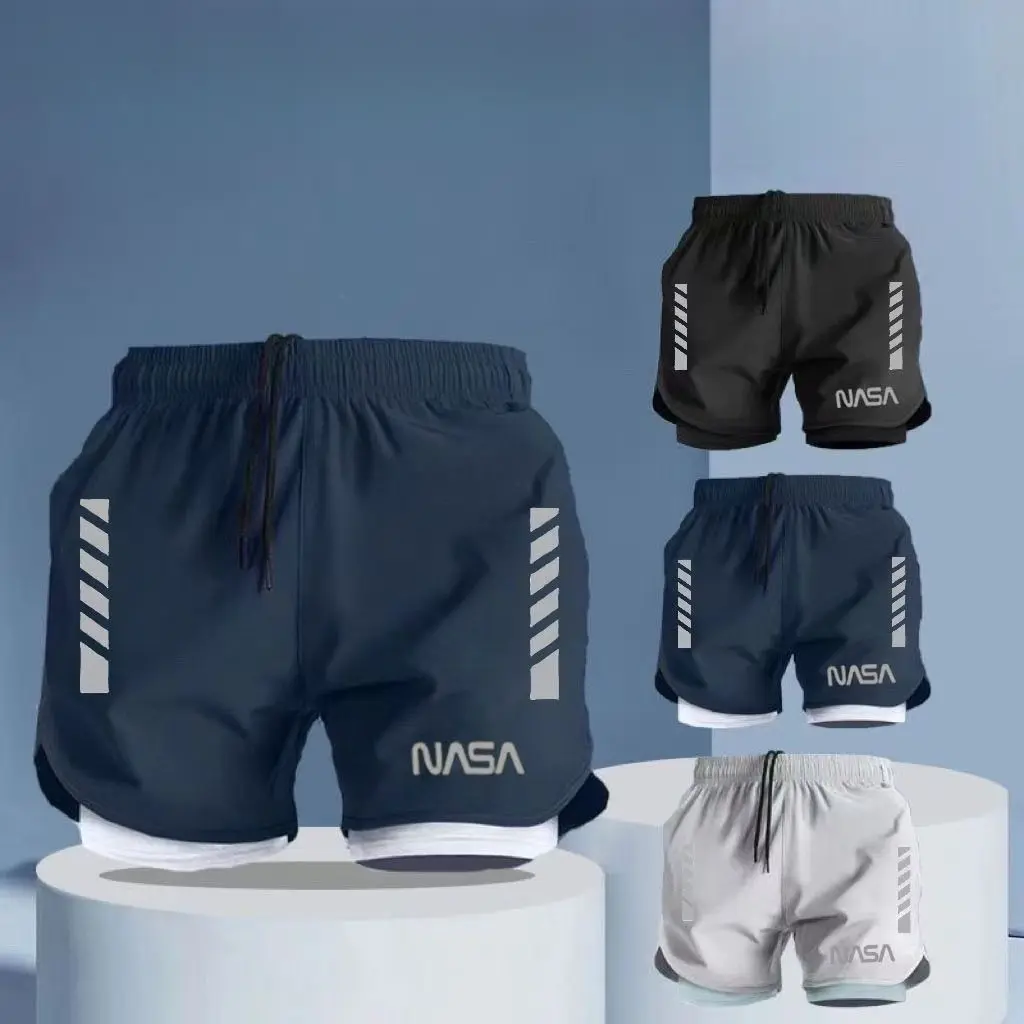 Men's Double-Layer Lining Anti-Embarrassment Hot Spring Boxer Shorts Surfing Beach Running Sports Quick-Drying Shorts Swimming Trunks bike  pants running  splits  shorts basketball  shorts