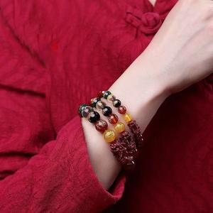 Gelang Tangan Dewa Kekayaan Lima Arah, Cinnabar Pixiu, Uniseks, Hadiah Tahun Zodiak Bangles Bracelets