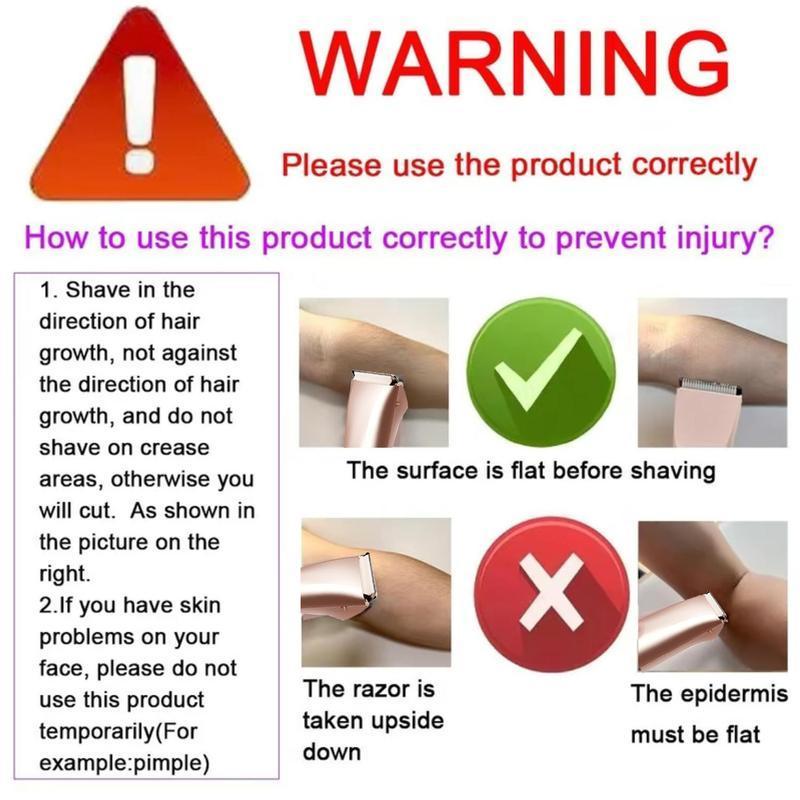 Product Introduction of 2 in 1 USB Rechargeable Women's Electric Razor, 1 Count Gentle Wet & Dry Waterproof Epilator for Underarms & Legs, Women's Hair Removal Tool 2
