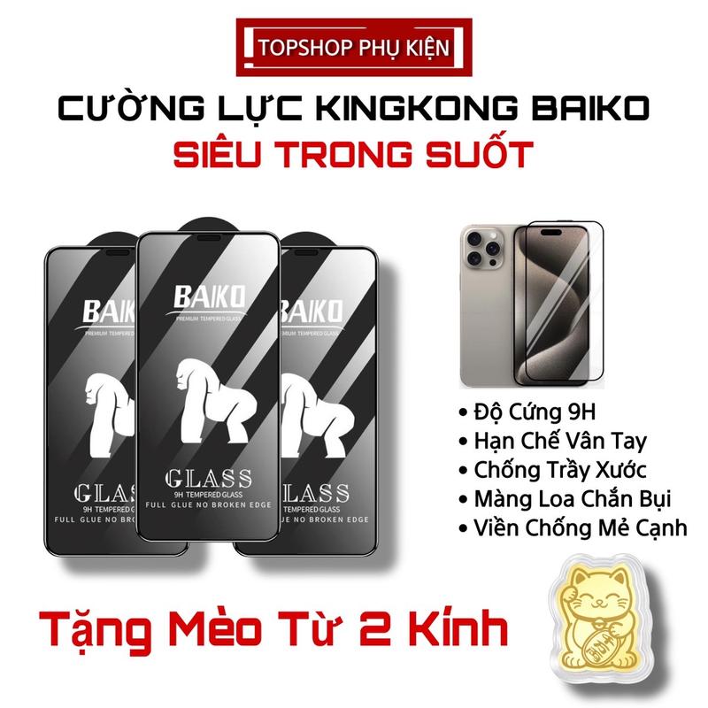 Kính Cường Lực BAIKO cho iPhone - Phủ Nano Cảm Ứng Trơn Mượt - Full Màn - Bảo Vệ Màn Hình Độ Cứng 9H - Miếng Dán Lớp Loa cuong luc