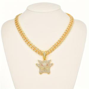 Set Kalung Gengar, Berkilauan, Loket Berlian Penuh, Kalung Cuba Miami baddies  chain