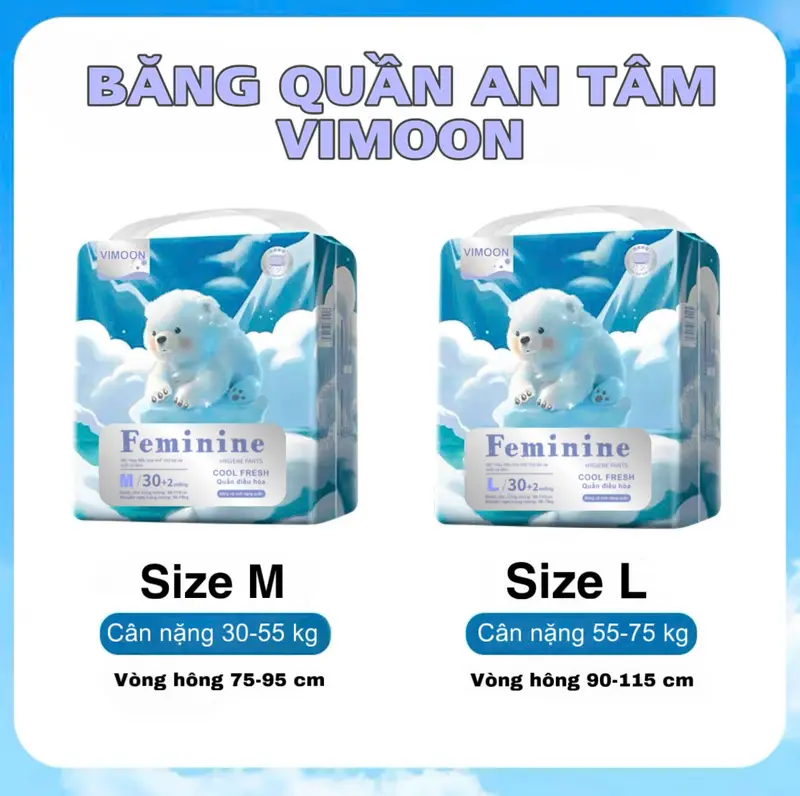 C Combo (32 miếng) Băng Vệ Sinh Dạng Quần VIMOON Mẫu Mới chống tràn, thấm hút tốt, không lộ viền dùng được cả ngày và đêm - Tampon Nữ 1