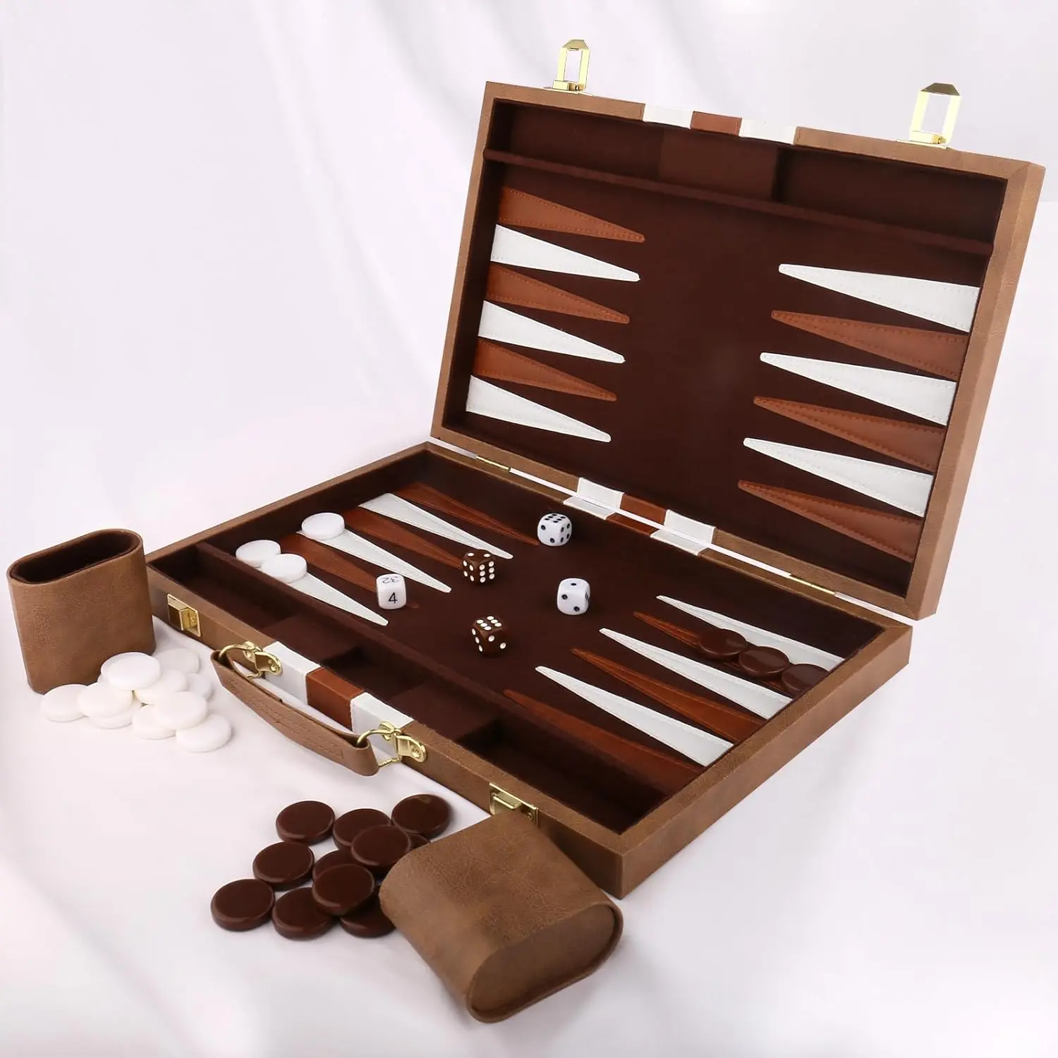 Backgammon Set, Folding Classic Board Game with Premium Holster with Best Strategy & Tips Guide, Ideal for Birthday Gifts