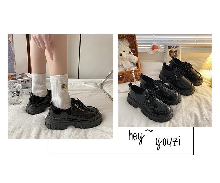 Product Introduction of British Style Leather Shoes Women's New Spring and Autumn Thick Bottom All-Match JK Pumps with Skirt Loafers Retro Black Tie 12