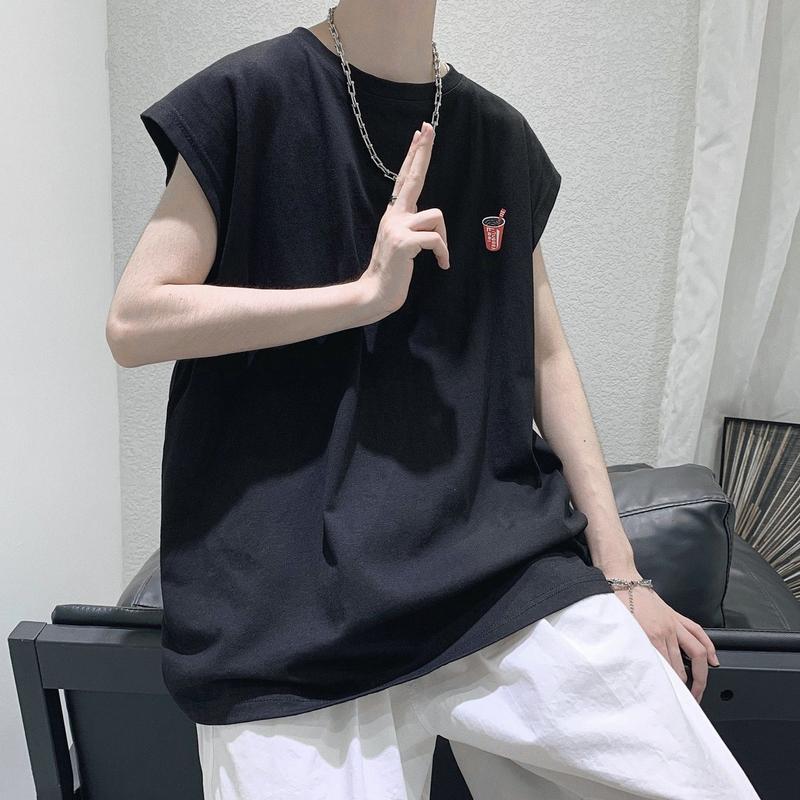 Wide Shoulder Vest Men's Summer Sleeveless T-shirt Sports Hurdle Fitness Fashion Brand Basketball Loose plus Size Hip Hop Waistcoat Clothes 1