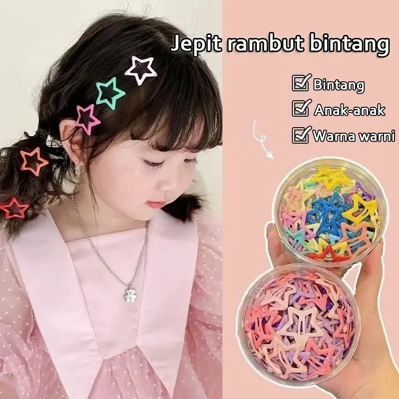 18/30/40/50 Pcs Jepit Rambut Bintang Colorful - Jepit Samping & Ponikan untuk Anak, Gaya Dopamin