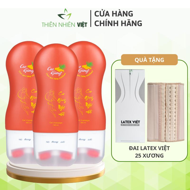   Mua 3 Tặng 1  Combo 3 Thanh Lăn Cao Gừng Nghệ Đỏ Thiên Nhiên Việt Tặng 1 Đai Latex Nịt Bụng Thiên Nhiên Việt 