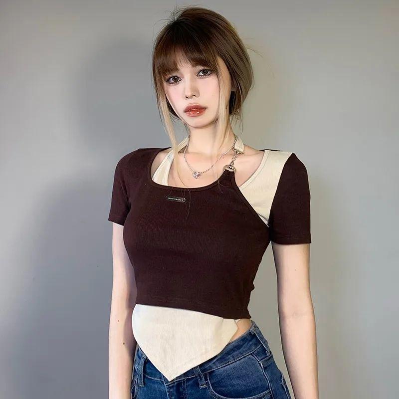 Áo croptop bigsize nữ 2 dây kiểu thời trang với thiết kế không đều với dây chuyền 3