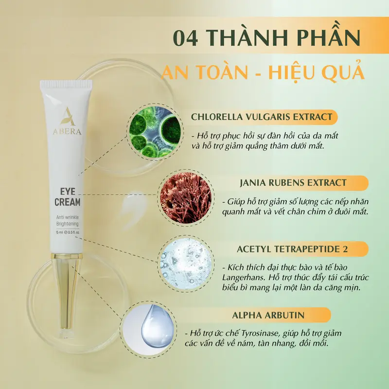 [02 TUÝP] Kem Mắt Abera 15ml - Tặng 01 máy massage mắt - Hỗ trợ giảm thâm mắt và nếp nhăn mắt 2