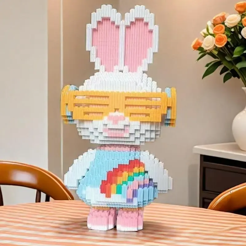 Rabbit Design Building Blocks Toy, 5010pcs Cute Animal Assembly Models, Creative Desktop Decoration for Home Office 3