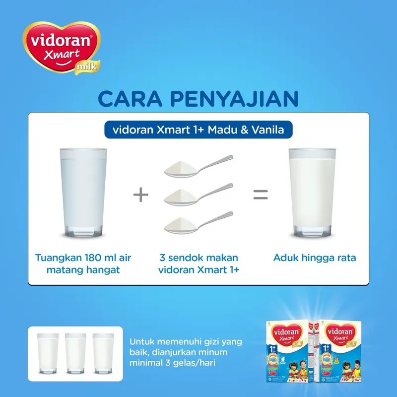 Vidoran Xmart 1+ Vanila / Madu 925gr Susu Formula Pertumbuhan Anak 1-3 Tahun [1 Box] 4