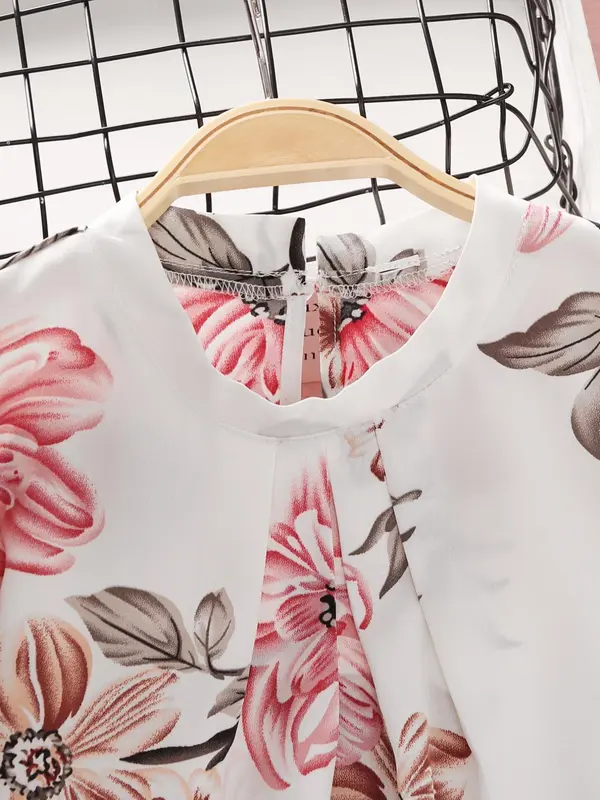 Two-Piece Set Girl's Floral Print Top & Pants Set, Casual Keyhole Neck Top & Trousers for Fall & Winter, Kids Clothes for Daily Wear 8
