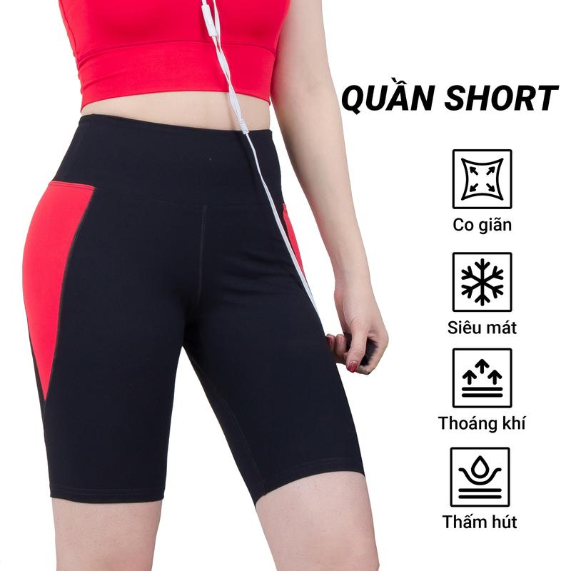 Quần đùi Biker Genmax Phối màu G06 Gladimax thun thể thao cao cấp co dãn 4 chiều cho đạp xe, chạy bộ, tập gym, yoga Sport có thể giặt máy 【l 