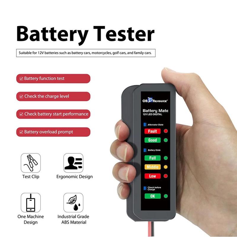 Product Introduction of Car Battery Tester 12V for Car Motorcycle BM310 6 LED Display Automotive Battery Alternator Tester Scanner Car Diagnostic Tool 15