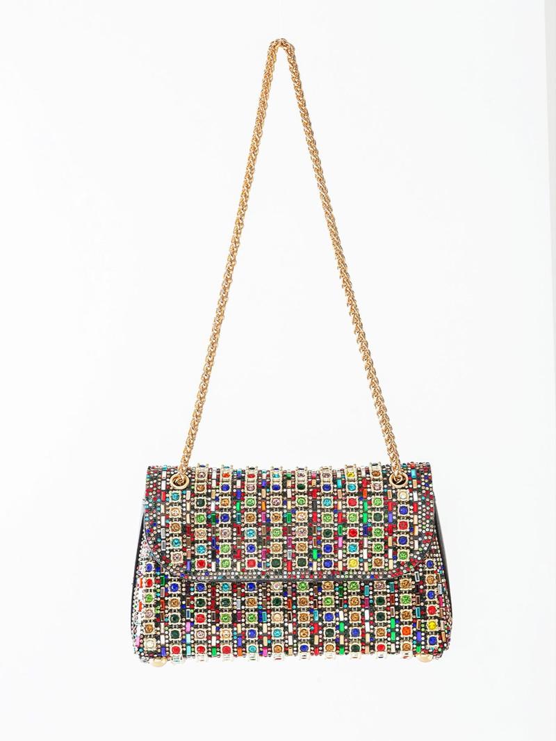 Product Introduction of Women's Rhinestone Decorated Shoulder Bag, Ladies Purse, Fashionable Chain Strap Crossbody Bag for Party, Trendy All-match & Exquisite Shoulder Bag for Birthday Gift 7