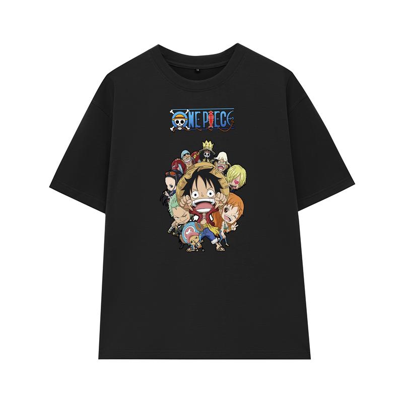 Áo One Piece - Áo thun form rộng tay lỡ Anime in team Luffy, D.Ace, Zoro, Sanji chibi dễ thương chất thun mền mỏng nhẹ