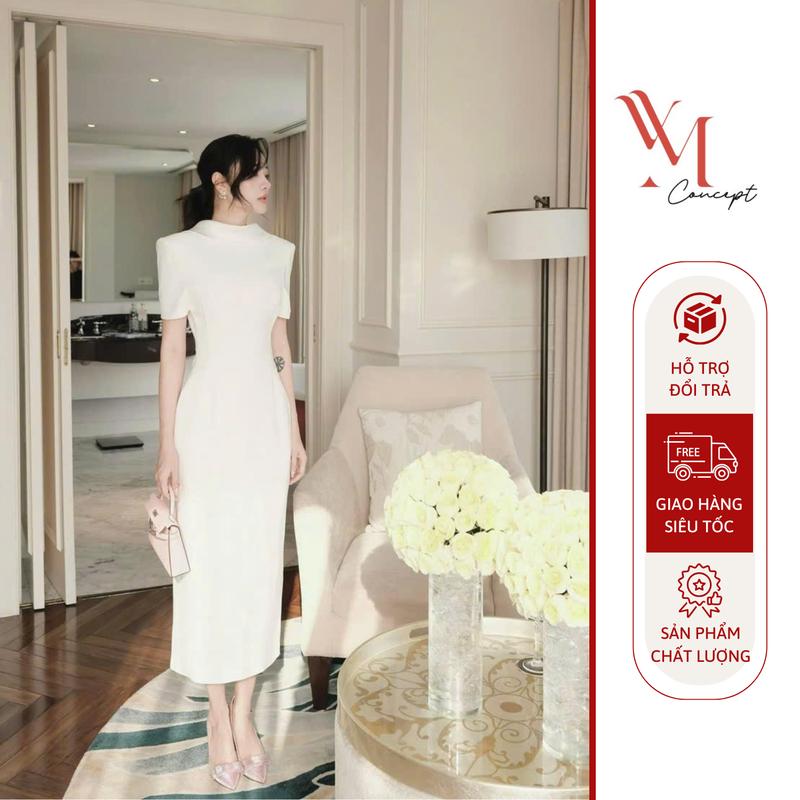 Đầm Dự Tiệc Hở Lưng Xẻ Tà Dáng Bút Chì - Đầm Đi Tiệc Sang Trọng Thanh Lịch - 3 Màu Trắng/Đen/Xanh - Đủ size S/M/L D1022 Women Nữ