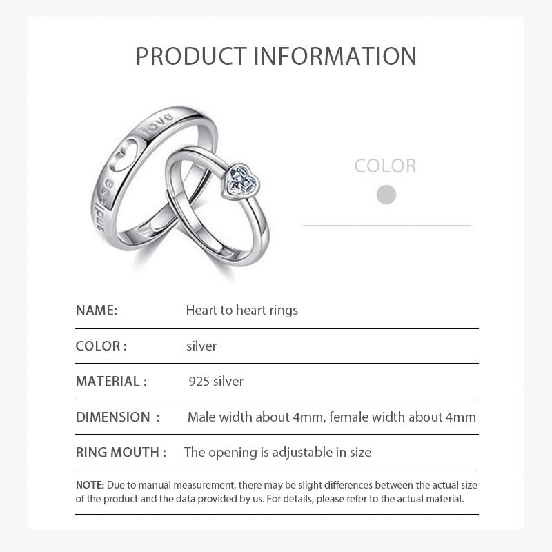 Temaram-Cincin Pasangan Bentuk Hati yang Serasi, Cincin Berlian Cinta Berongga untuk Pria dan Wanita