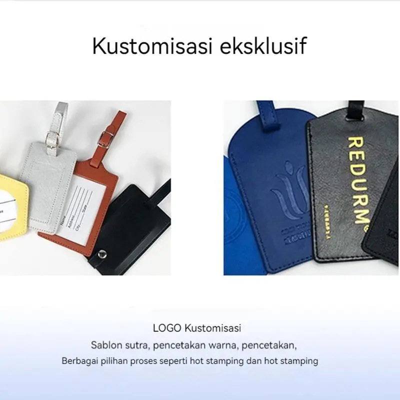 Bbambu Tag Label Koper Bagasi Gantungan Label Nama Tas Luggage Tag / Portable PU Kulit Bagasi Tag Koper Pengidentifikasi Label Bagasi Papan Tas Tag Nama ID Alamat pemegang Paspor Perjalanan Kartu 6
