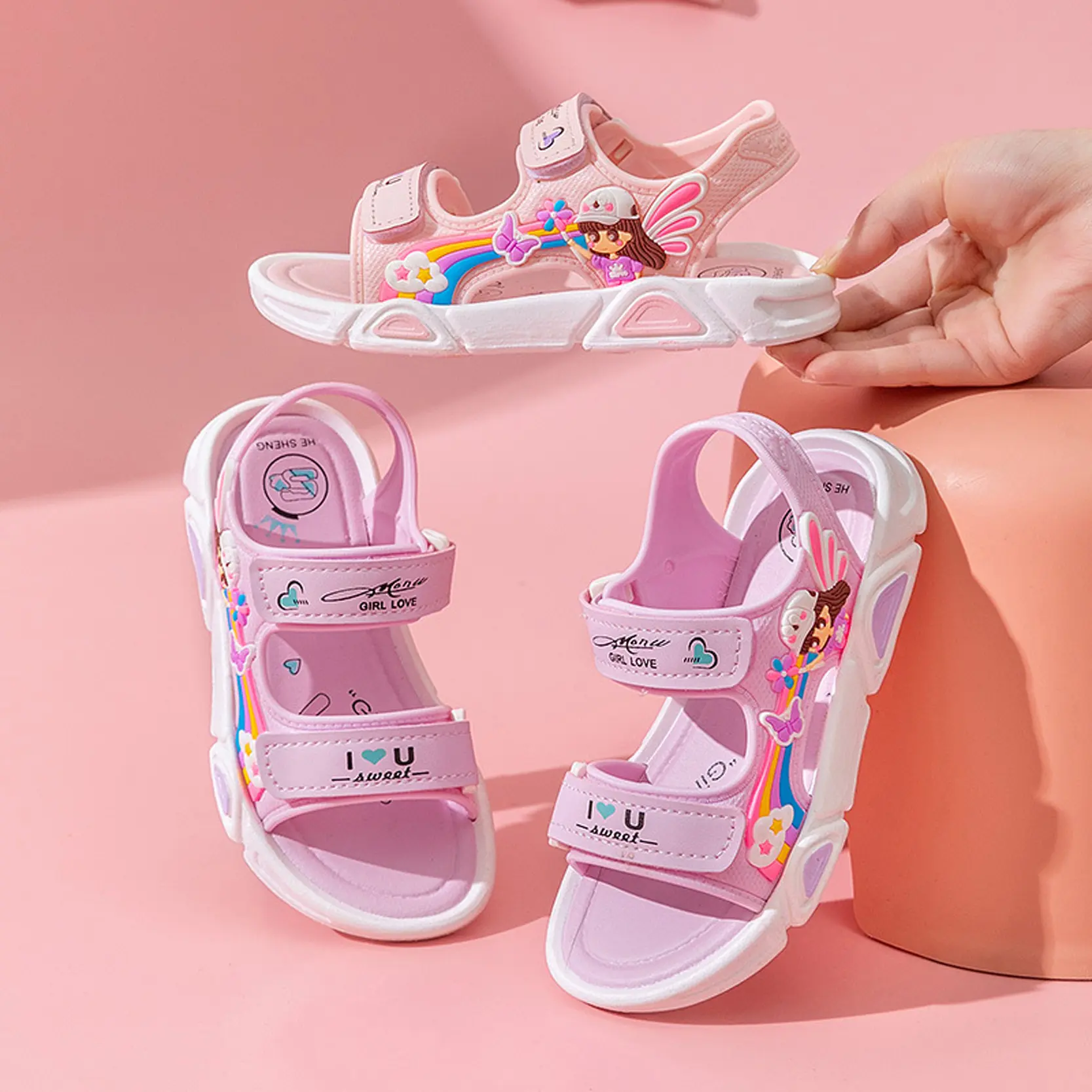 PROMO 4.4 IMPORT Kakimanis B344 Sandal Gunung Rainbow Anak Perempuan Sneakers Casual Fashion Sendal Anak Cewek Lucu  Bahan Karet Jelly Anti Slip Anti Licin Umur 3-12 Tahun Terbaru
