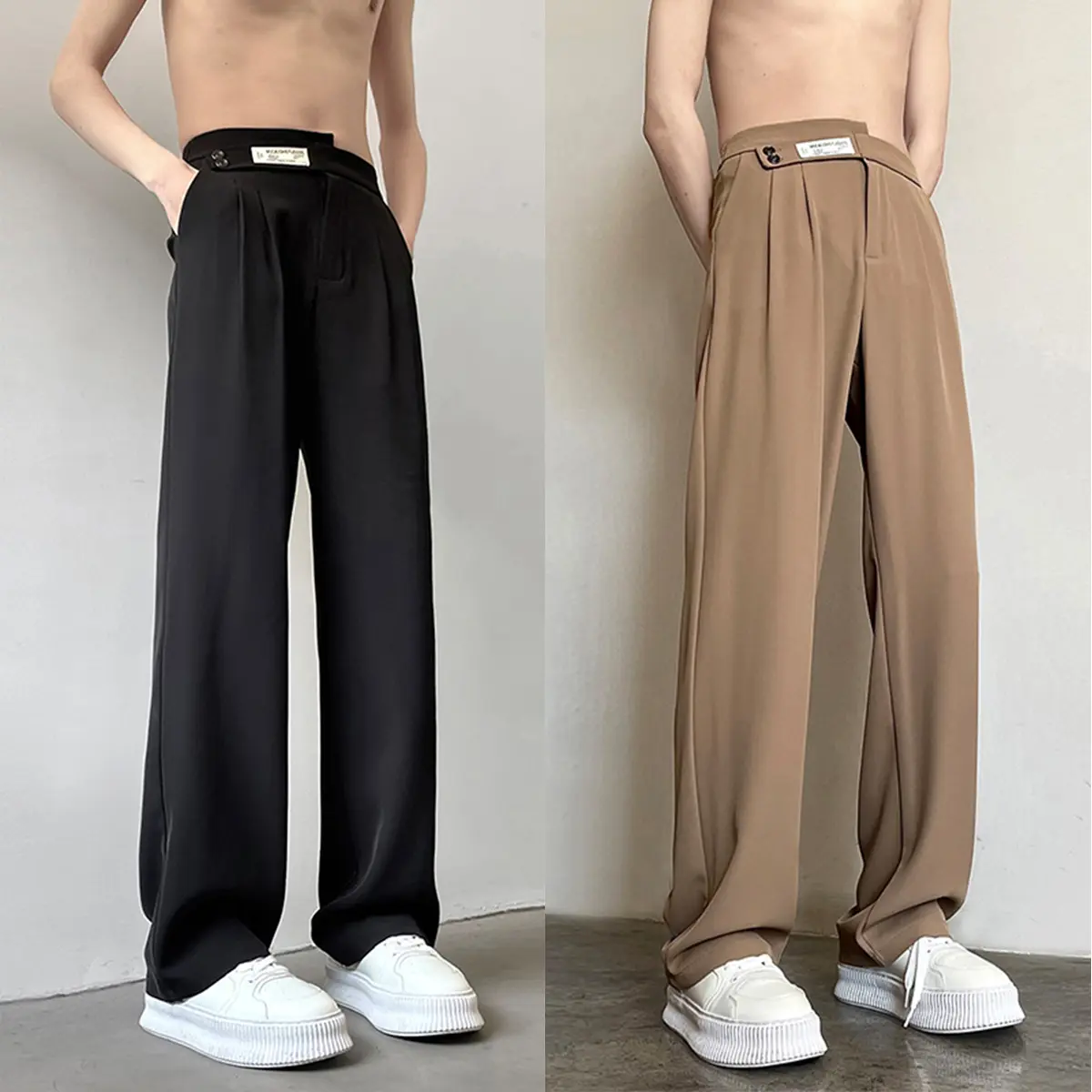 Bộ đồ Naples giản dị dành cho nam giới, quần lau nhà chân thẳng cao cấp, quần ống rộng đa năng,S-3XL