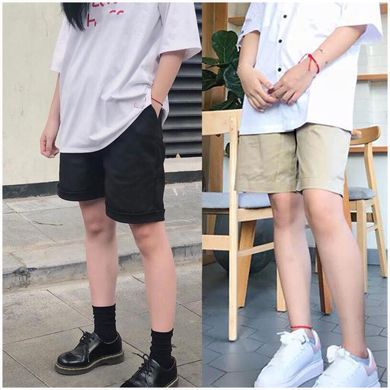 Quần Short Kaki Nữ Basic Unisex Quần Đùi Nữ Kaki Co Dãn Màu Đen Và Be Kiểu Quần Short Nam Kaki 0
