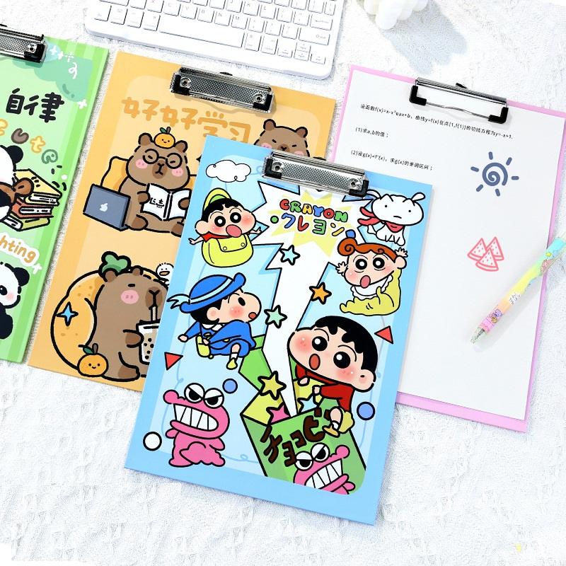 Bảng Kẹp Tài Liệu Giấy Tờ Bìa Cứng In Họa Tiết Kuromi Cinnamoroll Capybara Shin-chan bảng trình ký văn phòng KA4SAN28 quyển kẹp tài liệu