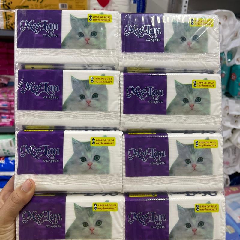 [FREE SHIP] HÀNG CHÍNH HÃNG - 1 bịch giấy rút mèo My Lan(8 gói loại 450 tờ) Dùng một lần Nhà bếp Có thể phân hủy Mềm Giấy Ăn Khăn Giấy