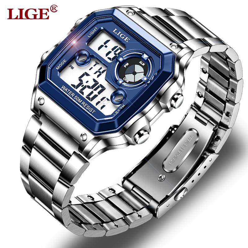 Đồng Hồ Kỹ Thuật Số, Thời Trang LIGE, Dành Cho Nam Giới, Đa Năng, Dạ Quang, Không Thấm Nước, Đồng Hồ Đeo Tay Thể Thao, Đi Kèm Với Hộp đồng  hồ  nhật 1