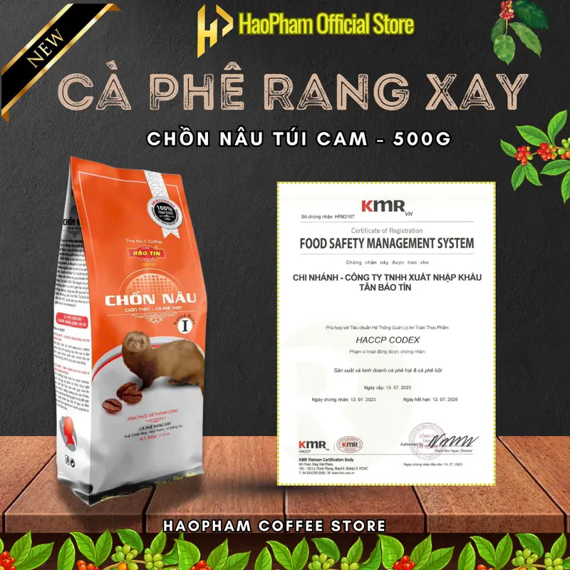 Cà Phê Đen Chồn Nâu Bảo Tín 500g (Túi Cam), Hương Moka Đặc Trưng, Gu Cafe Đậm Đặc Coffee Socola 2