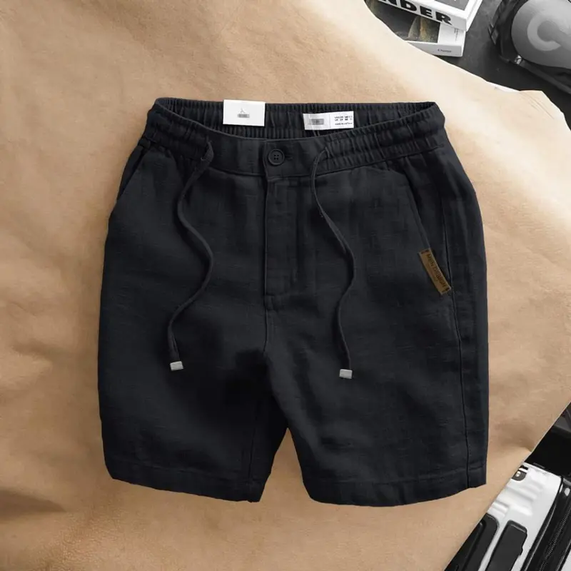 Quần Short Đũi Nam Dây Dút siêu mát - Quần nam đi phố đi biển Menswear Quần Lửng Có Túi Trắng 4