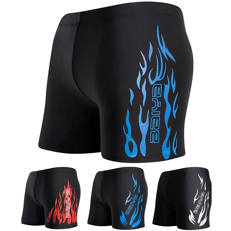 Men Elastic Swimming Trunks Swimwear Beach Swim Sport Short Briefs Surfing Summer Swimsuit Boxer Shorts Bathing Suit 0