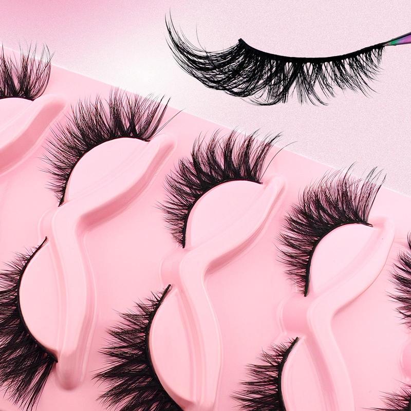 5 Pairs Cat Eye False Eyelashes, Natural Look Eyelash Extensions, Volumized False Eyelashes for Women and Girls Eye Makeup Enhancement, Cosmetic Gift 7