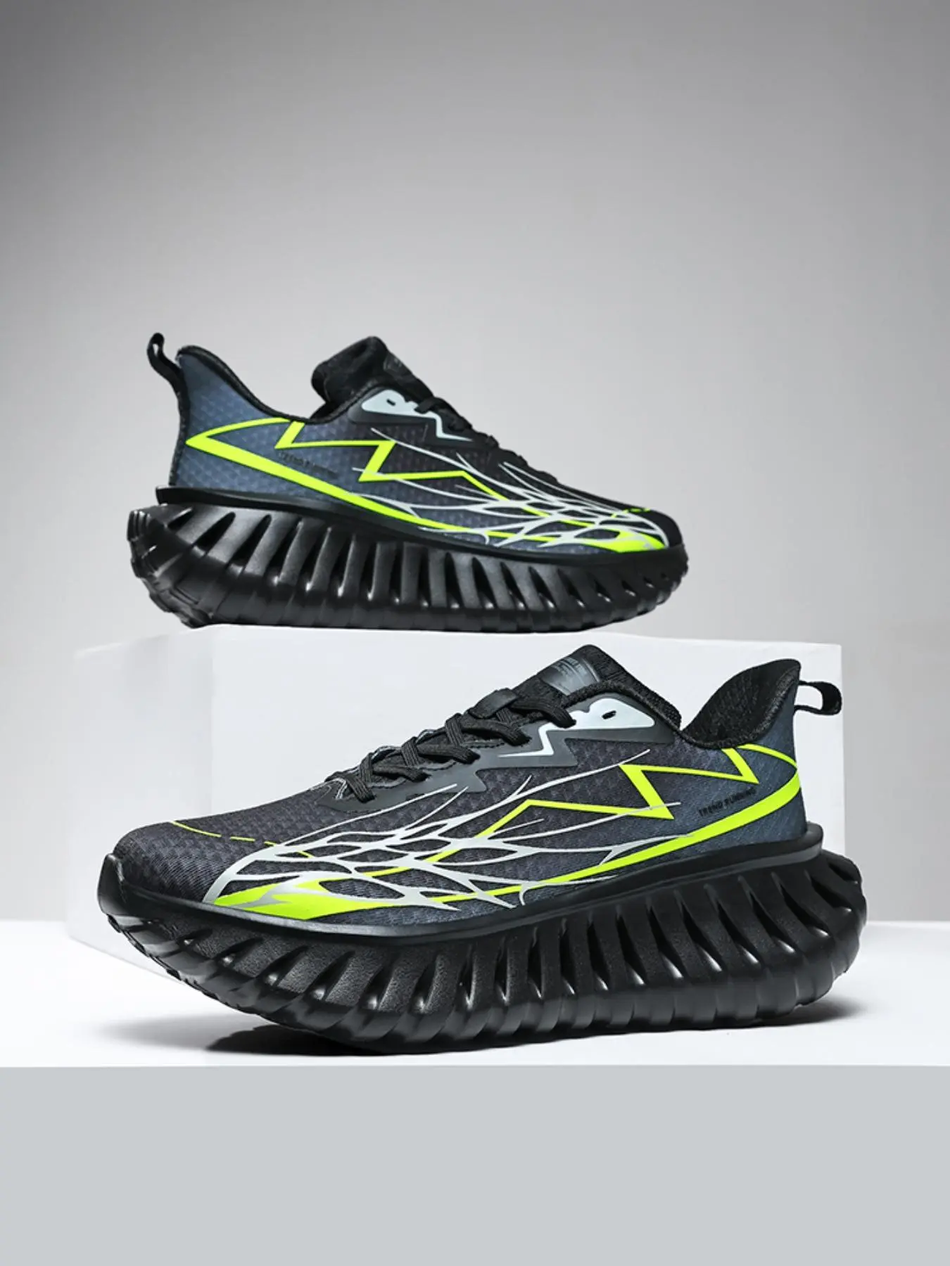 Men's Sporty Lace Up Running Shoes, Casual Breathable Lightweight Mesh Sneakers, Outdoor Running Shoes, Fashionable Sneakers for Daily Wear