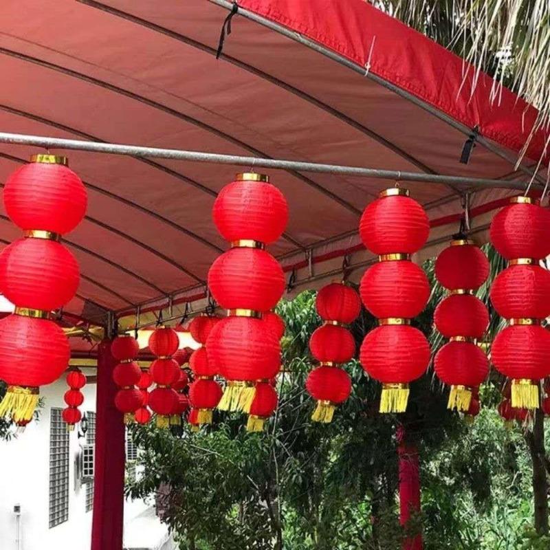 Product Introduction of 8/10/12 Inches Chinese New Year Round Folding Lanterns DIY Portable Red Lantern Hanging Ornaments Spring Festival Decoration 19