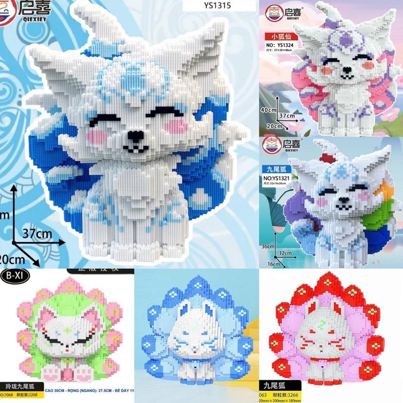 xếp hình đồ chơi hồ li 9 đuôi 33cm 30cm (TẶNG BÚA) hồ ly cỡ lớn size to đồ chơi xếp hình nano 3d chuẩn mẫu