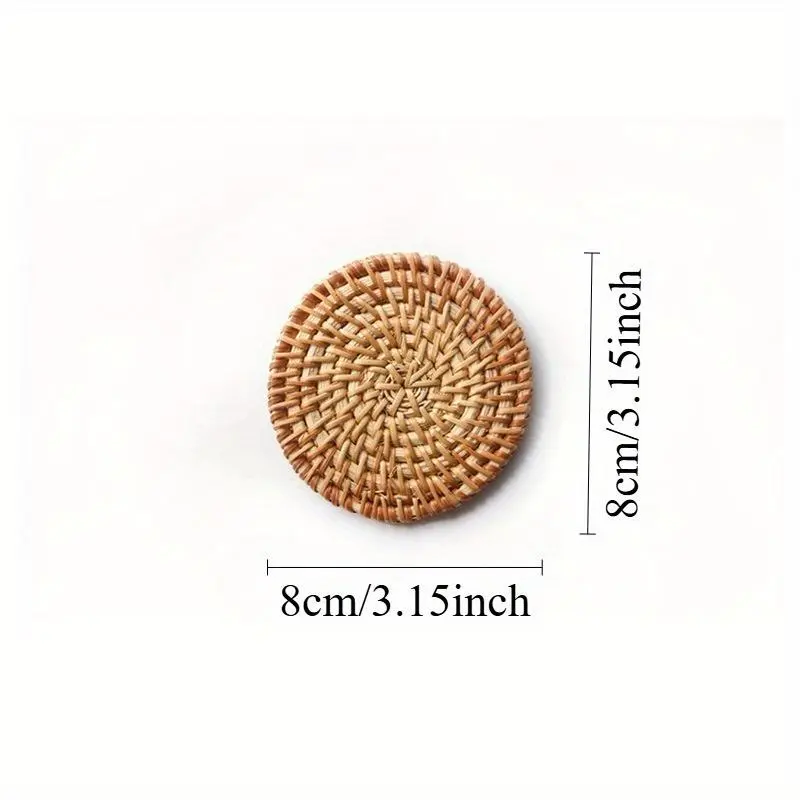 Round Rattan Braided Coaster, 2/4 Counts/set Elegant Tableware Accessory, Decorative Coaster for Home Kitchen Dining Room 1