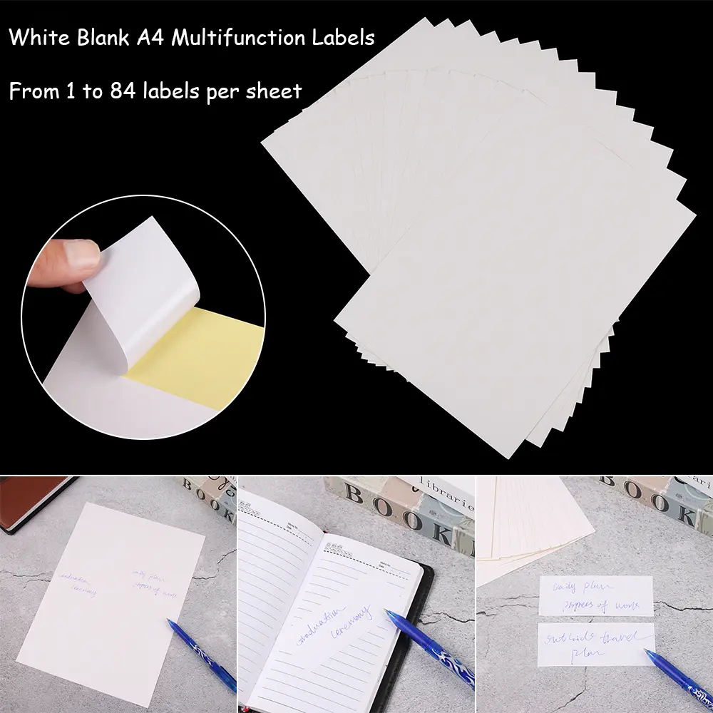 Roblue 5 sheets Laser Printer Splitting A4 Stationery Tag Self Adhesive Sticky White Stickers Package Label