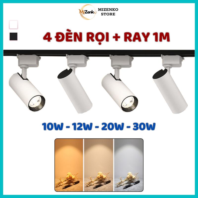 Combo 4 Đèn Rọi Ray MIZENKO RC4123 Công Suất 10W/ 12W/ 20W/ 30W + Thanh Ray 1 Mét Rọi Quần Áo