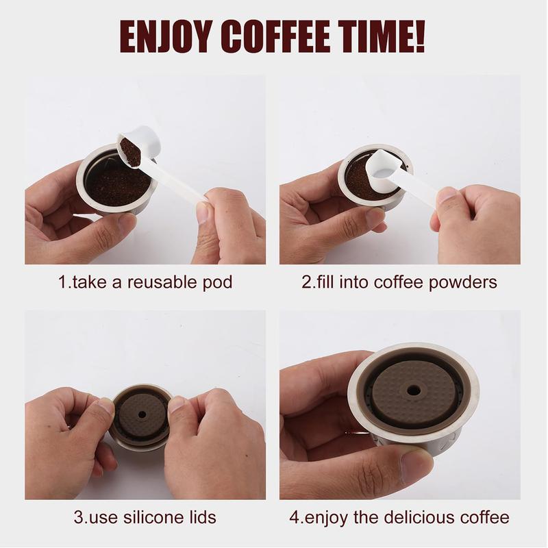 Reusable Pods For Nespresso Vertuo Machine Stainless Steel Refillable Coffee Capsule Set 4