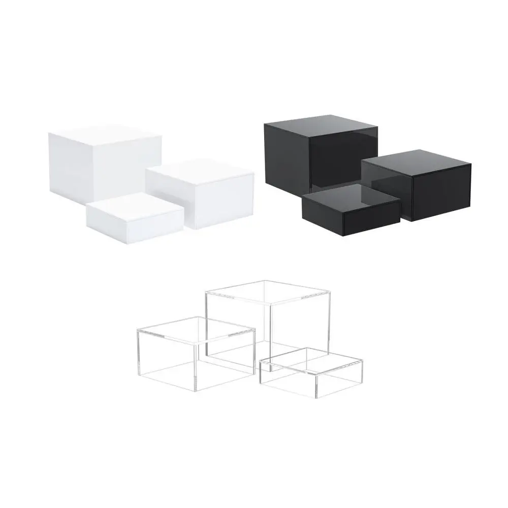 3 Pieces Buffet Risers Multifunctional Acrylic Cube Display Nesting Risers Food Riser for Cupcake Crafts Parties Buffet Figures